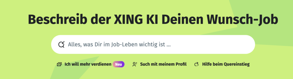 Startseite der Jobsuche auf Xing 